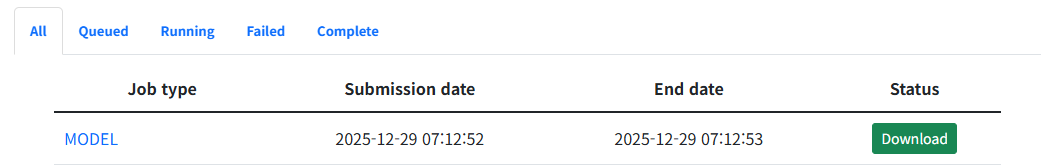 (그림 1-5-9) 진행 상황 확인, 다운로드 버튼을 통한 다운로드 요청 수행
