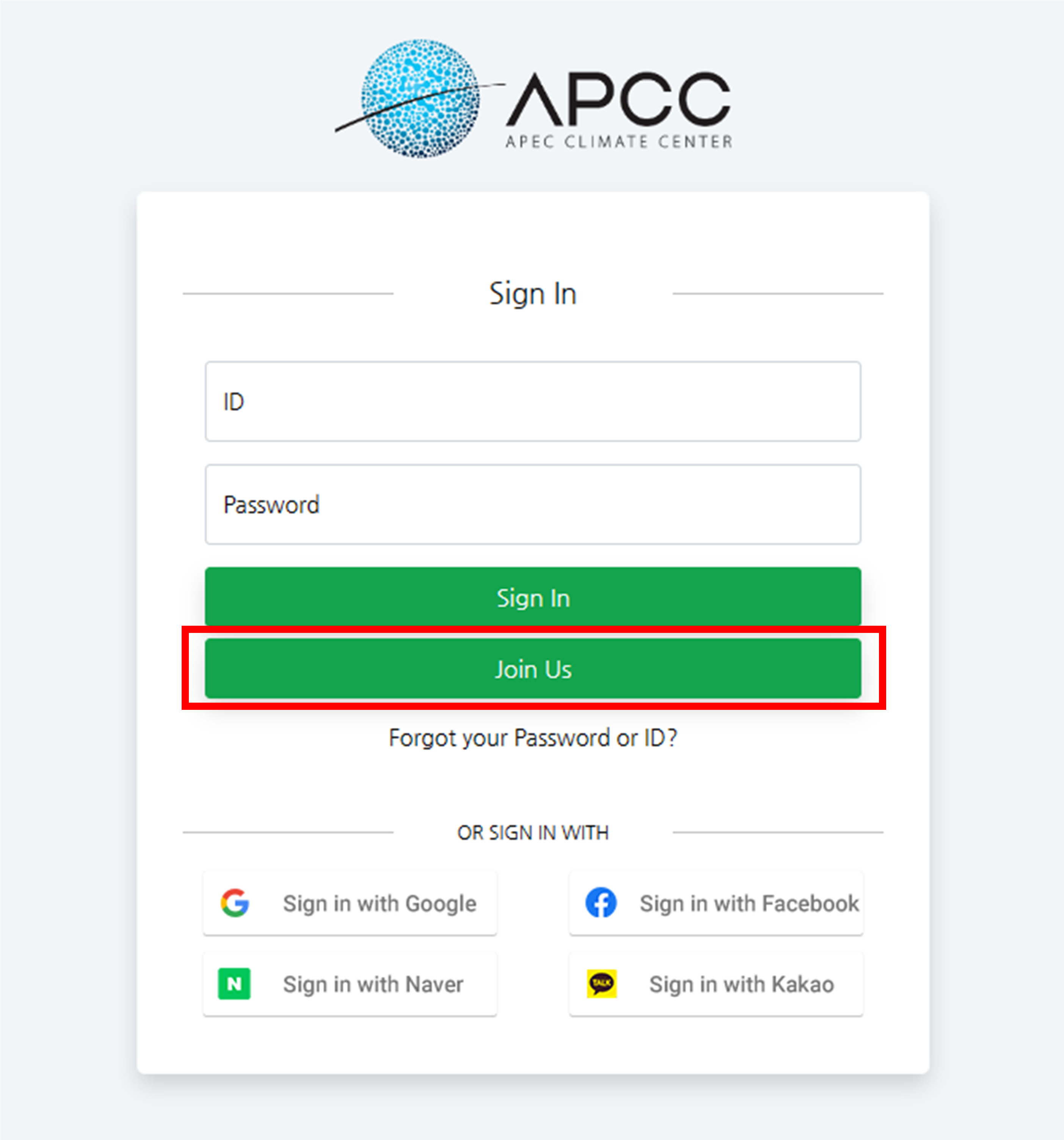 (그림 2-3-1) APCC SSO 시스템을 통한 회원가입