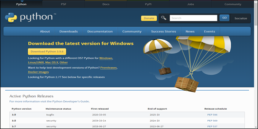 (그림 4-1-1) Python 공식 다운로드 홈페이지