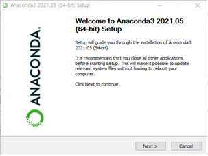 (그림 4-2-2) Anaconda 설치과정 -1-