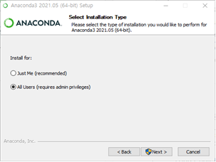 (그림 4-2-4) Anaconda 설치과정 -3-